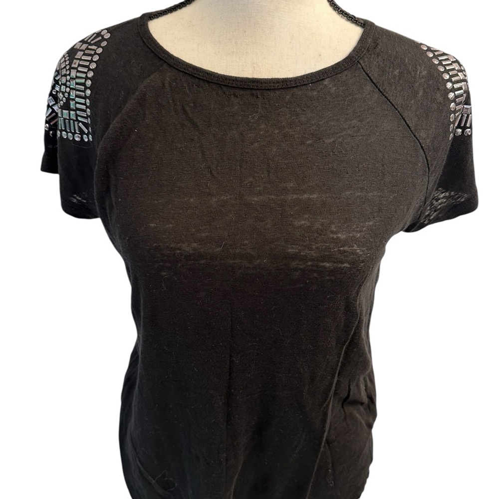 Forever 21 Black Fitted Short Sleeve Tee with Silver Accents